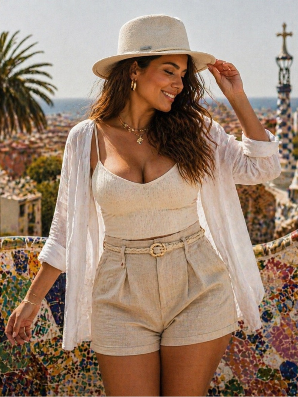 🤍 Vince Camuto Women’s White Chenille Panama Hat – One Size - Picture 8 of 9